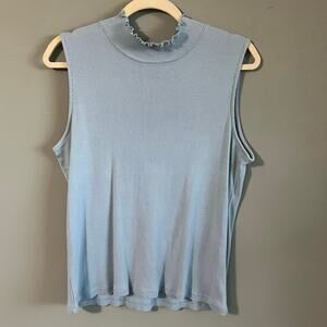 J. Jill Women's Light Baby Blue Sleeveless Knit Ribbed Top - Size Large